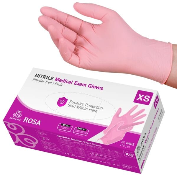 Nitriilikäsine Evercare Rosa 150 kpl XS-koko, vaaleanpunainen